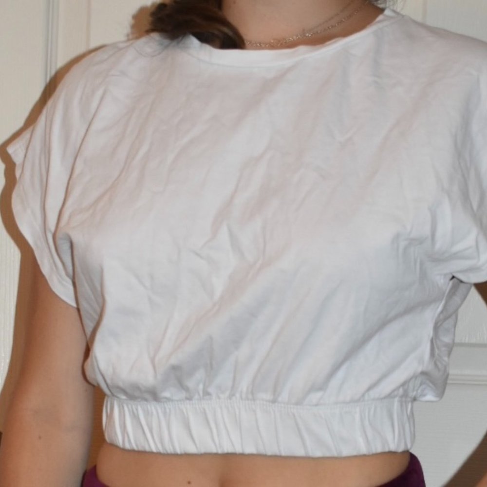 Cropped, Elastic Waist White T
